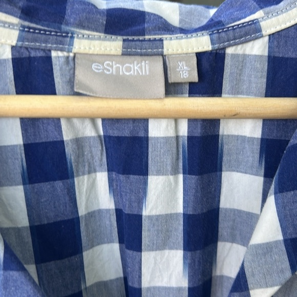 eShakti Gingham Check Cotton Belted Shirtdress Size 1x/18 Cottagecore Spring - Picture 3 of 5